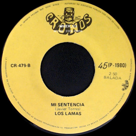 Los Lamas - Gotitas De Tristeza / Mi Sentencia side B