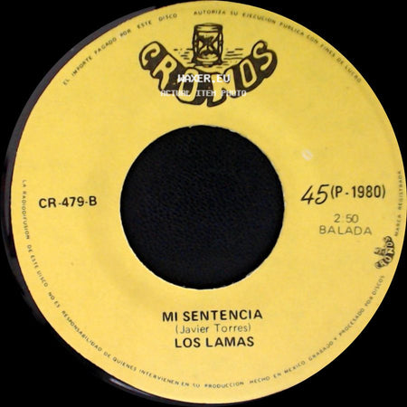 Los Lamas - Gotitas De Tristeza / Mi Sentencia side B