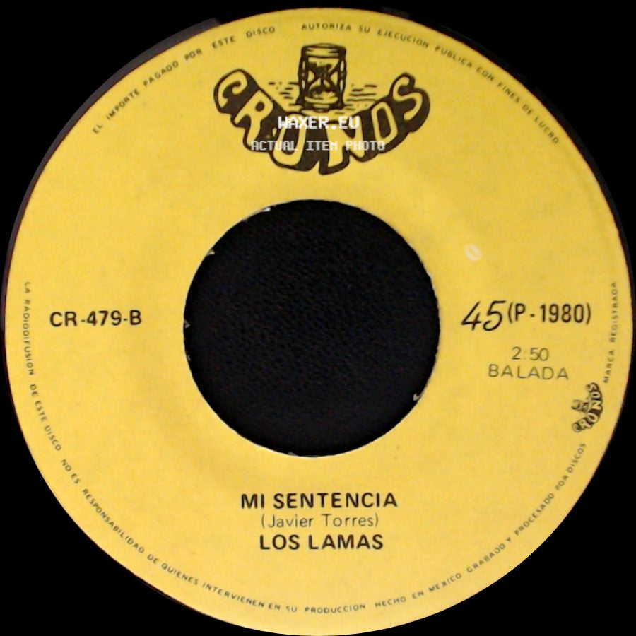 Los Lamas - Gotitas De Tristeza / Mi Sentencia side B