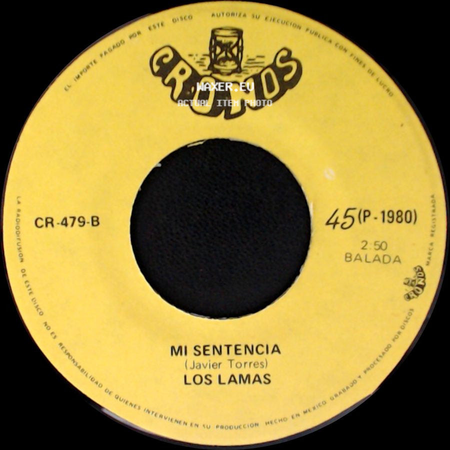 Los Lamas - Gotitas De Tristeza / Mi Sentencia side B