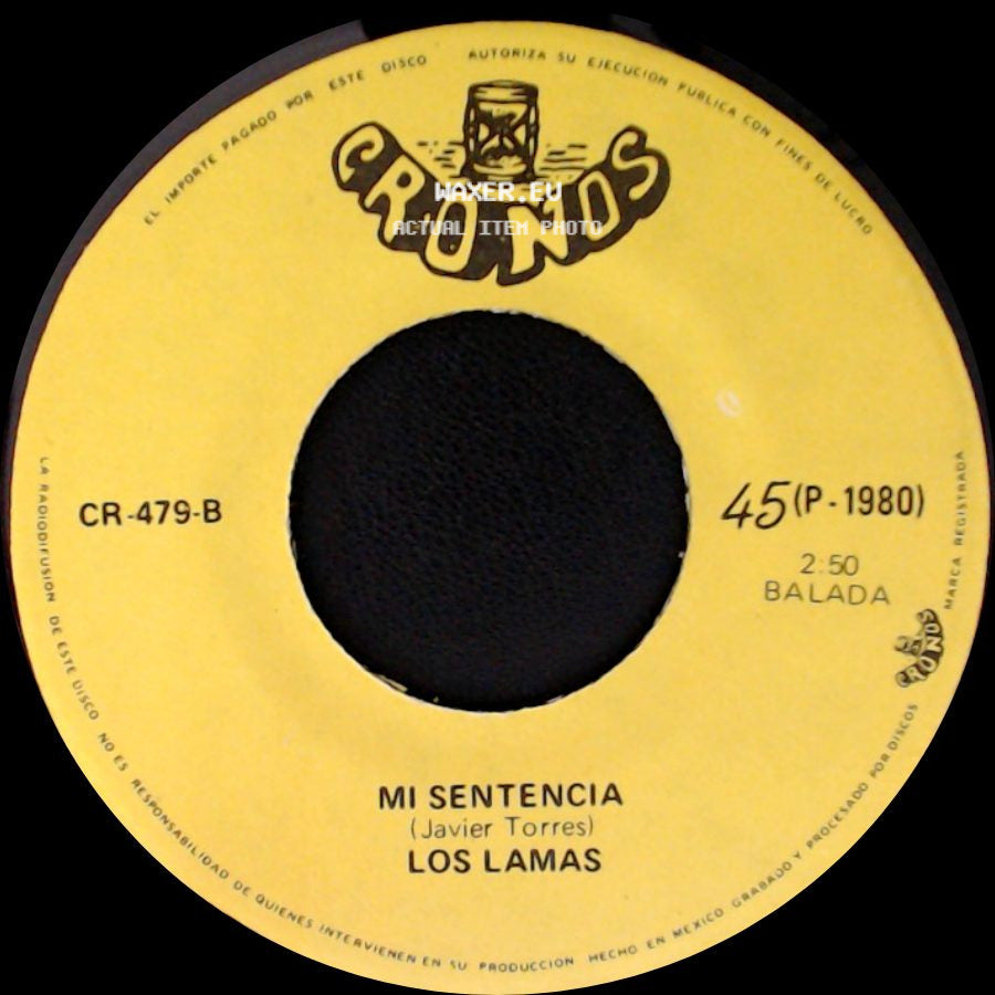 Los Lamas - Gotitas De Tristeza / Mi Sentencia side B