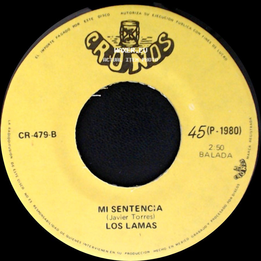 Los Lamas - Gotitas De Tristeza / Mi Sentencia side B