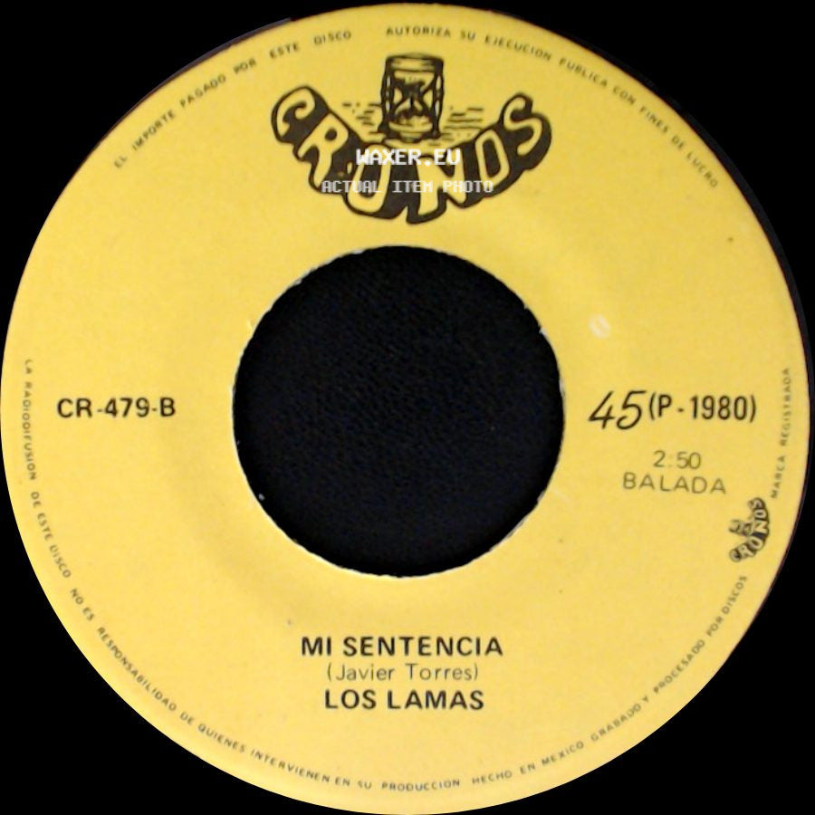 Los Lamas - Gotitas De Tristeza / Mi Sentencia side B