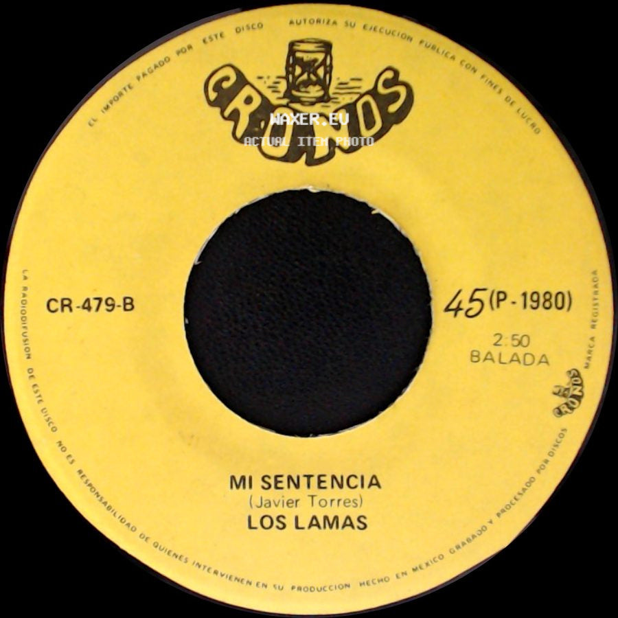 Los Lamas - Gotitas De Tristeza / Mi Sentencia side B