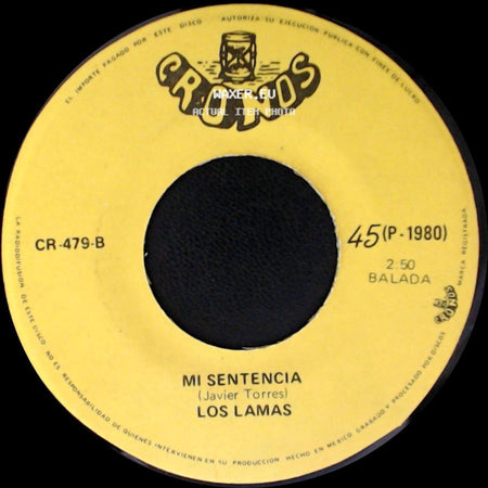 Los Lamas - Gotitas De Tristeza / Mi Sentencia side B