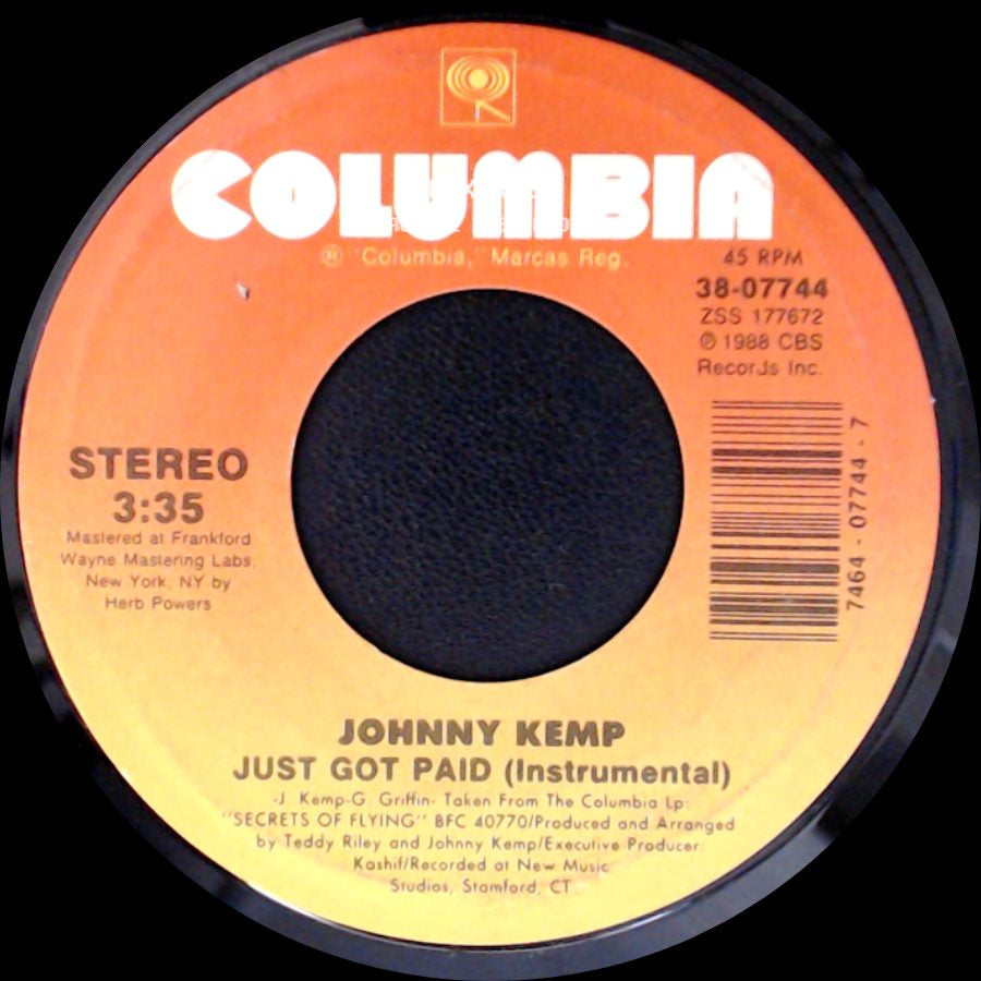 Johnny Kemp - Just Got Paid / Just Got Paid (Instrumental) side B