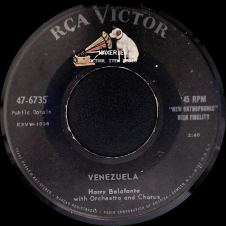 Harry Belafonte / Harry Belafonte With Orchestra And Chorus - Mary's Boy Child / Venezuela side B