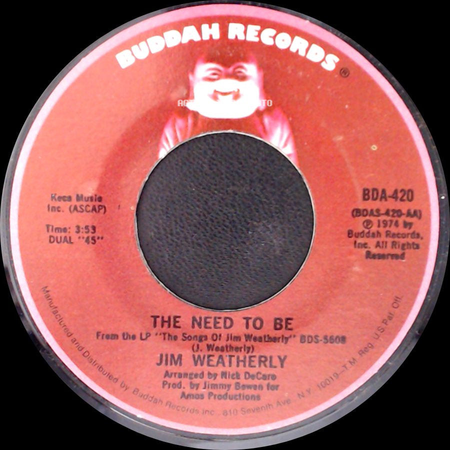 Jim Weatherly - The Need To Be / Like Old Times Again side A