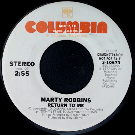 Marty Robbins - Return To Me / Return To Me side B