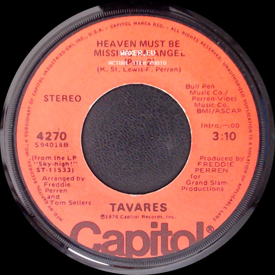 Tavares - Heaven Must Be Missing An Angel (Part 2) / Heaven Must Be Missing An Angel (Part 1) side A