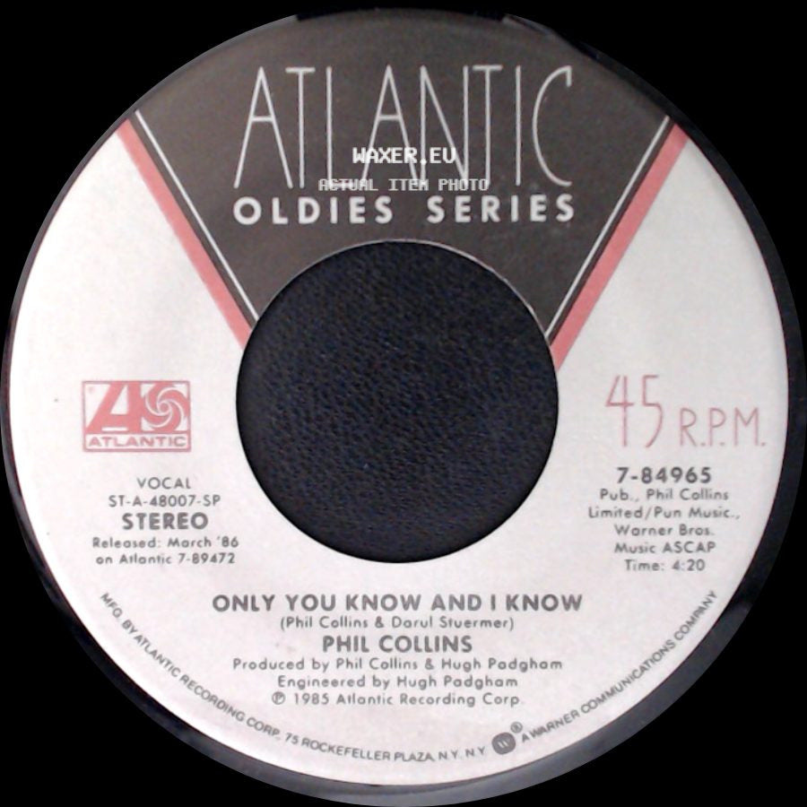 Phil Collins / Phil Collins And Marilyn Martin - Only You Know And I Know / Separate Lives (Love Theme From White Nights) side A