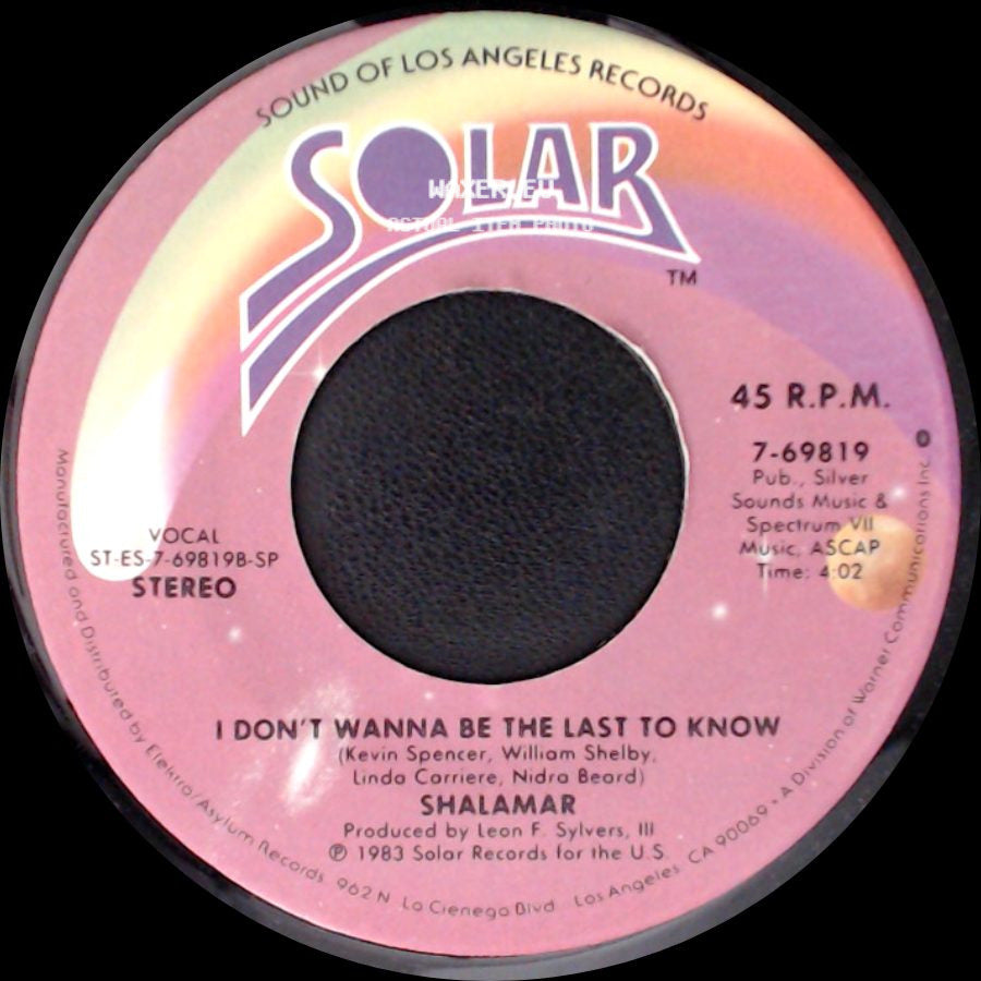 Shalamar - I Don't Wanna Be The Last To Know / Dead Giveaway side A
