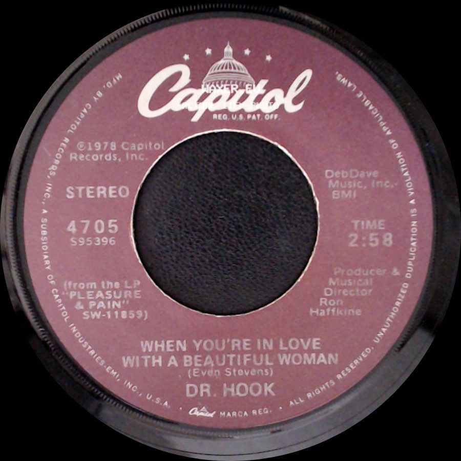Dr. Hook - Knowing She's There / When You're In Love With A Beautiful Woman side B