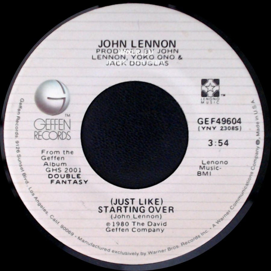 Yoko Ono / John Lennon - Kiss Kiss Kiss / (Just Like) Starting Over side B