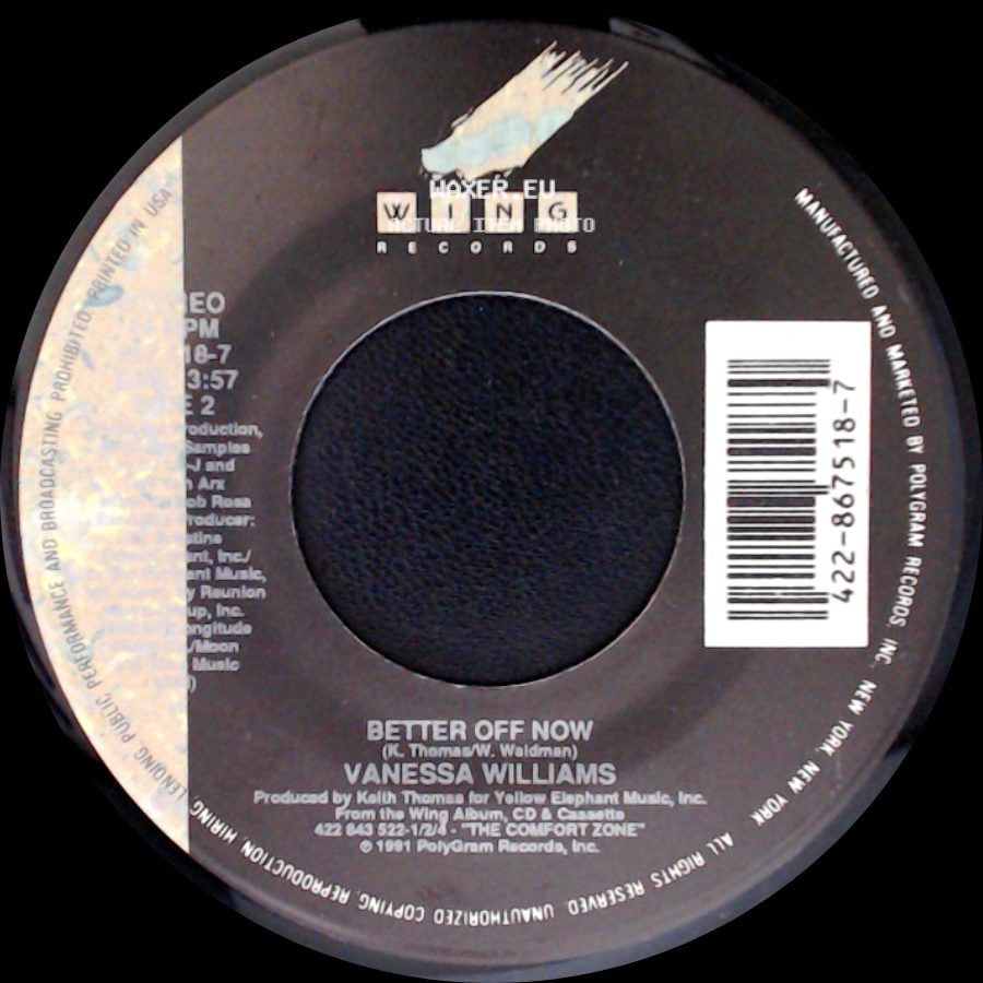 Vanessa Williams - Better Off Now / Running Back To You (Edit) side A