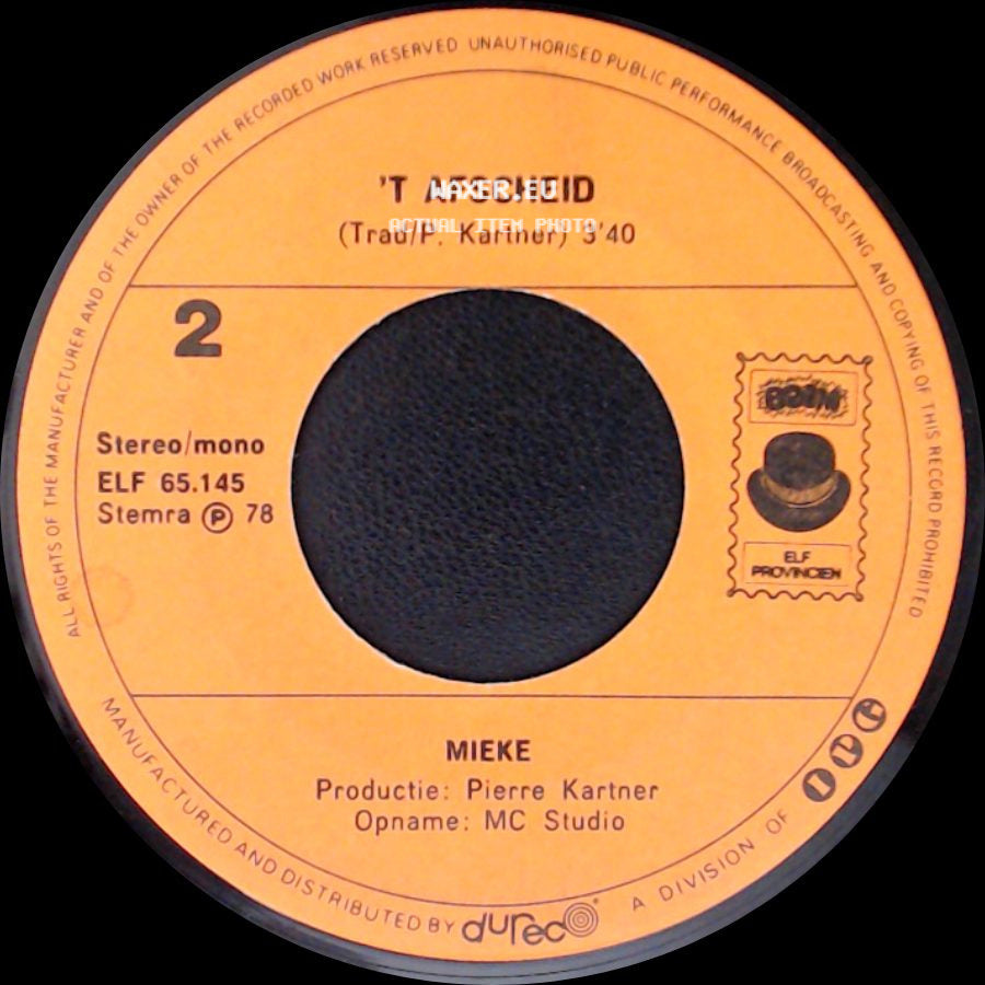 Mieke - Ik Heb Vandaag De Zon Besteld / 't Afscheid side B