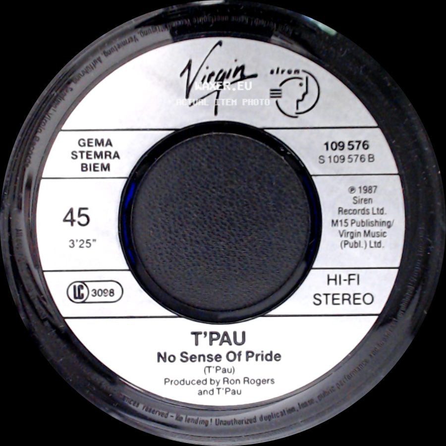 T'pau - No Sense Of Pride / China In Your Hand side A