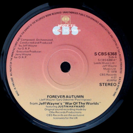 Jeff Wayne - Forever Autumn / The Fighting Machine side A