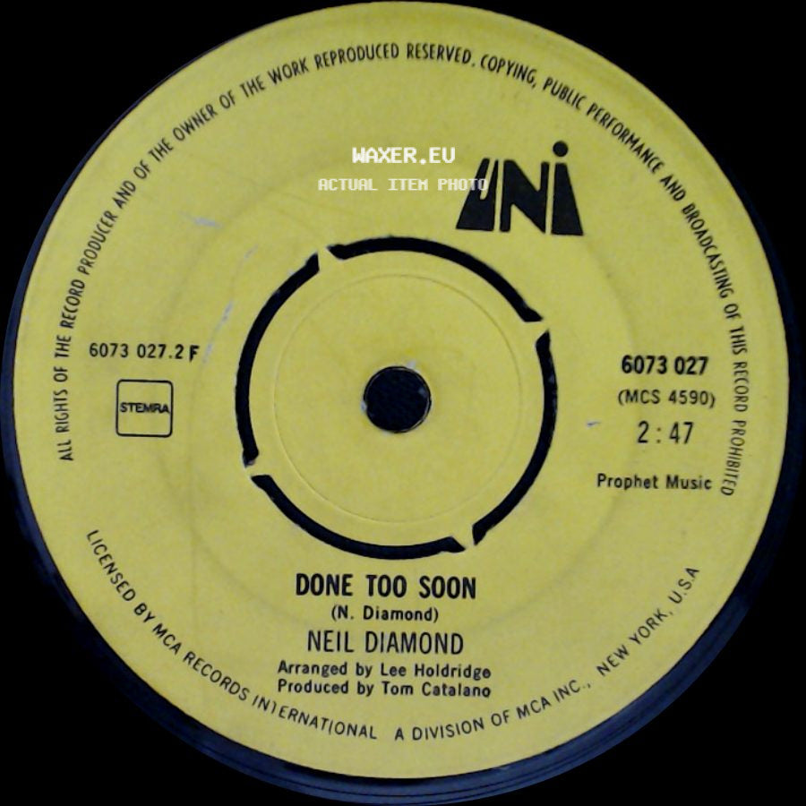 Neil Diamond - I Am.... I Said / Done Too Soon side B