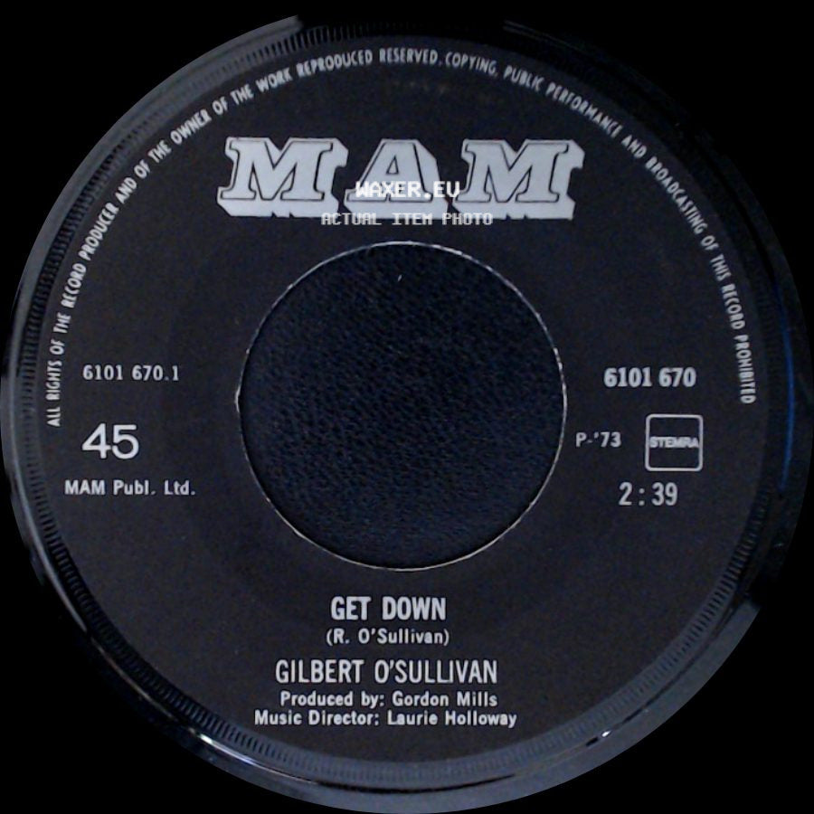 Gilbert O'sullivan - A Very Extraordinary Sort Of Girl / Get Down side B