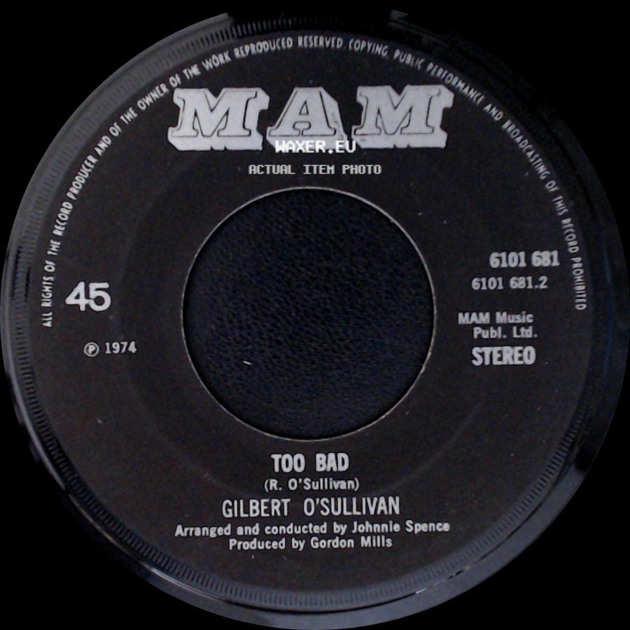 Gilbert O'sullivan - Too Bad / A Woman's Place side A