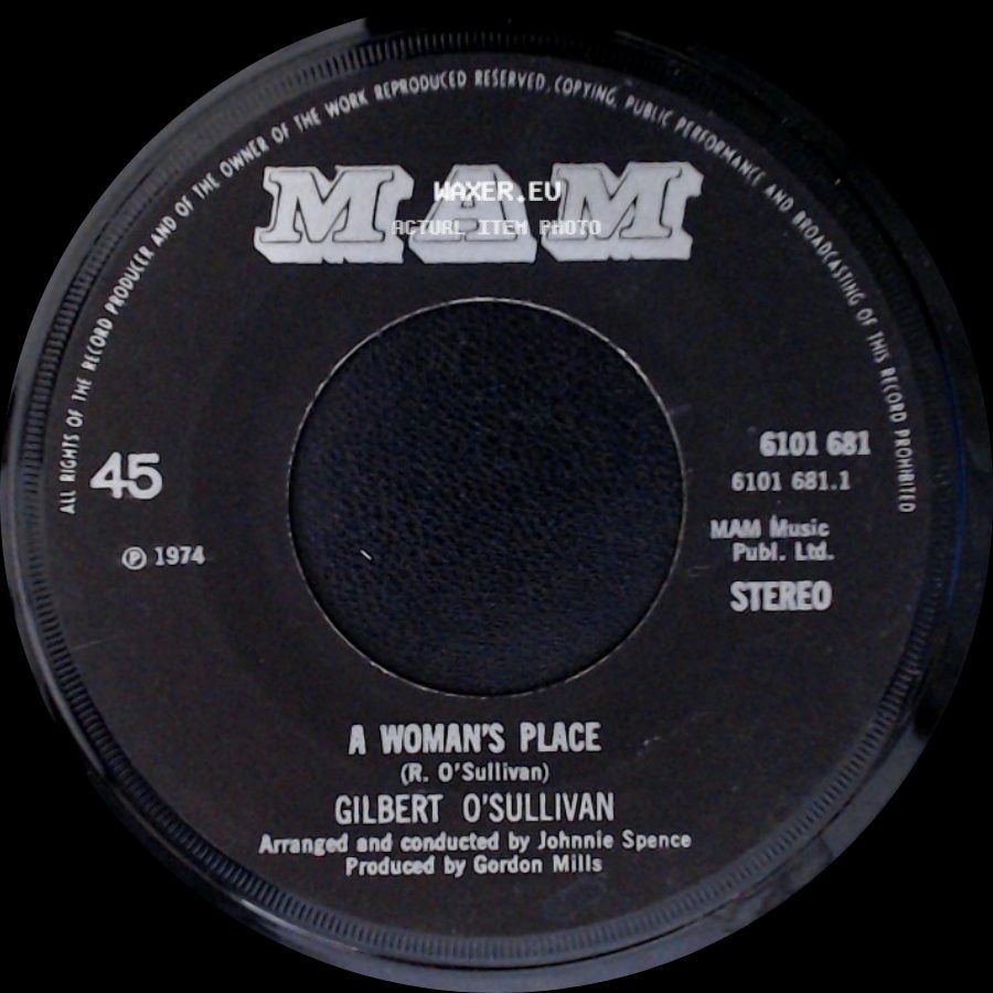 Gilbert O'sullivan - Too Bad / A Woman's Place side B