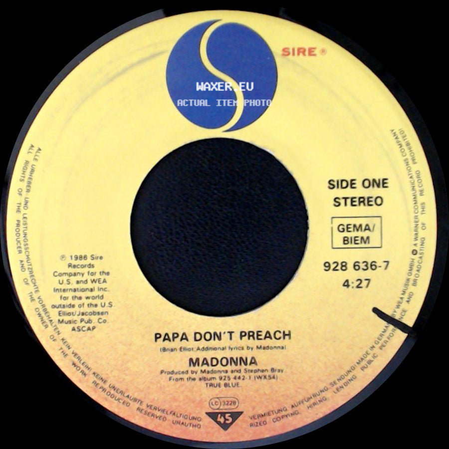 Madonna - Papa Don't Preach / Ain't No Big Deal side A