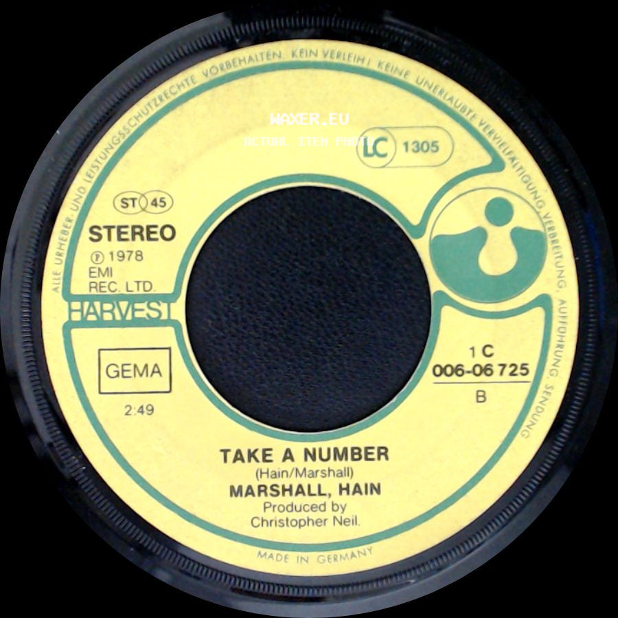 Marshall, Hain - Take A Number / Dancing In The City side A