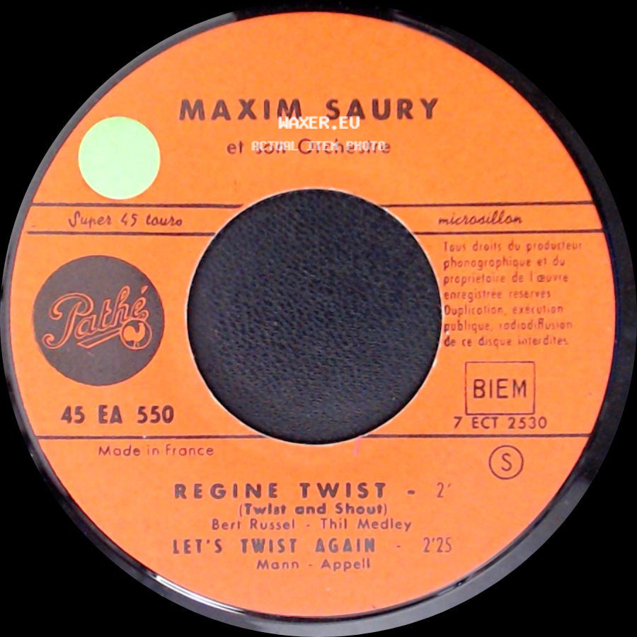 Maxim Saury Et Son Orchestre - Walkin' Back To Happiness / You Don't Know / Regine Twist / Let's Twist Again side B