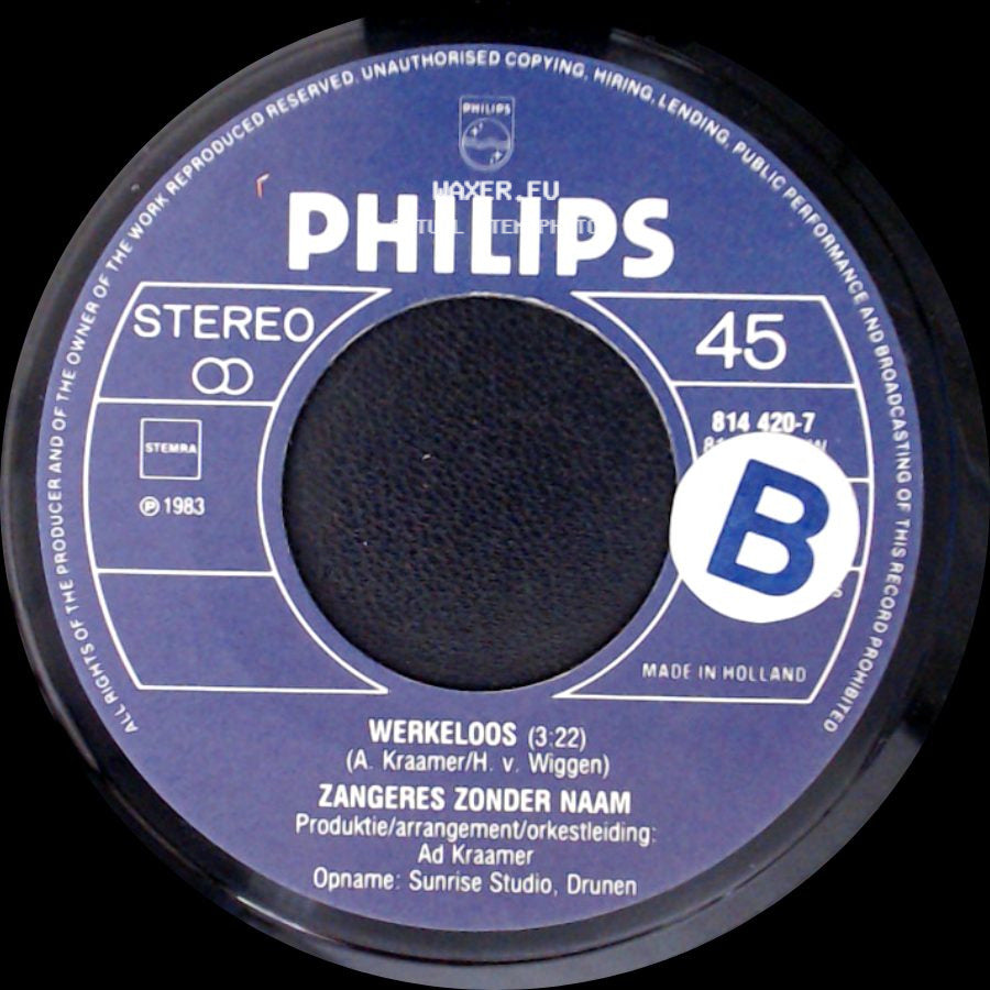 Zangeres Zonder Naam - Een Moeder Van Een Zeeman / Werkeloos side B