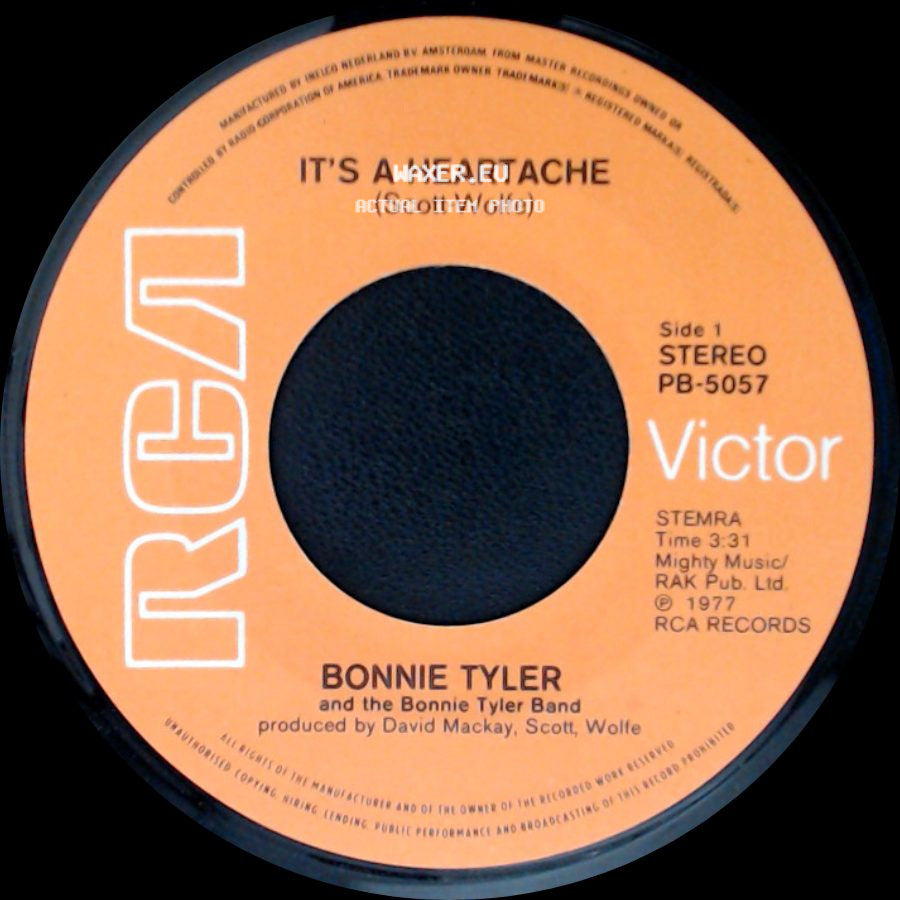 Bonnie Tyler And The Bonnie Tyler Band - It's A Heartache / Got So Used To Lovin' You side A