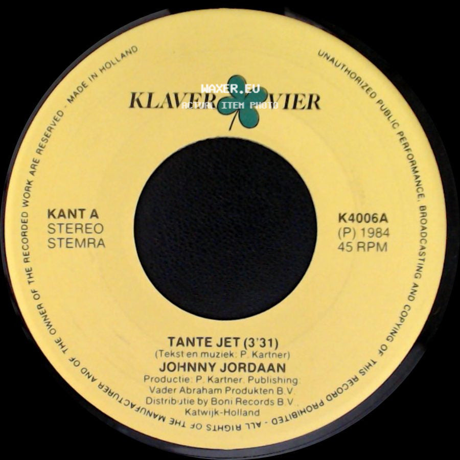 Johnny Jordaan - Tante Jet / Want Ik Hou Van Het Leven side A