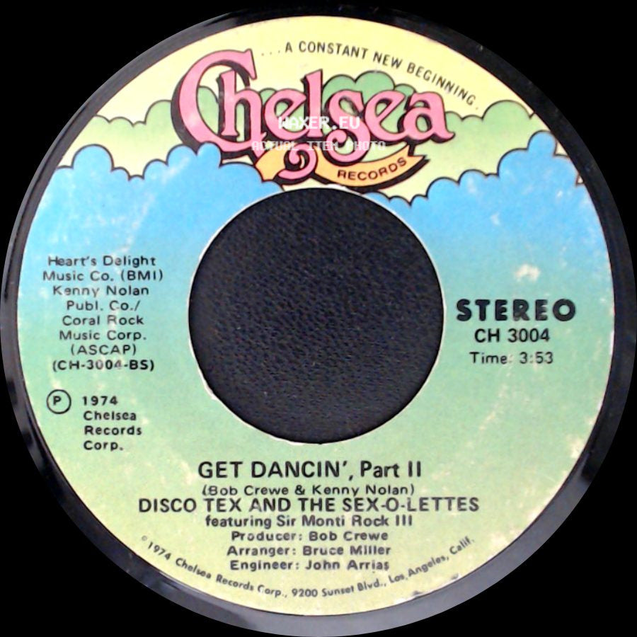 Disco Tex And The Sex-O-Lettes / Disco Tex And The Sex-O-Lettes Featuring Sir Monti Rock Iii - Get Dancin' / Get Dancin', Part Ii side B