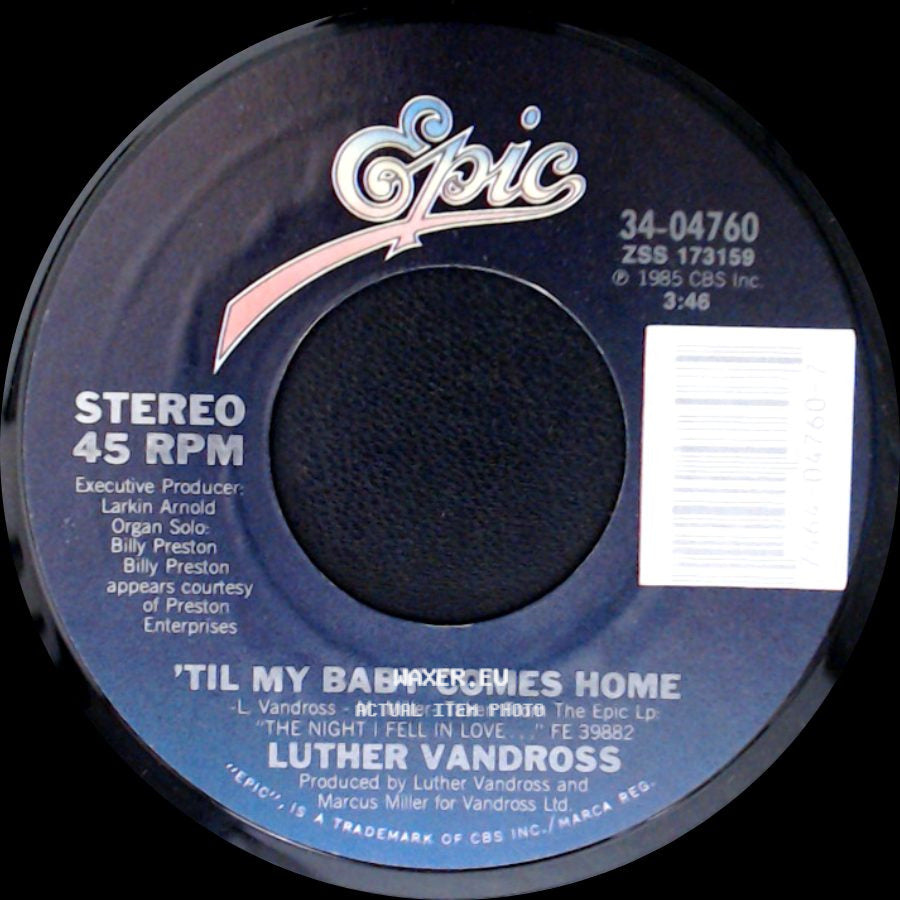 Luther Vandross - 'til My Baby Comes Home / 'til My Baby Comes Home / Instrumental Version side A