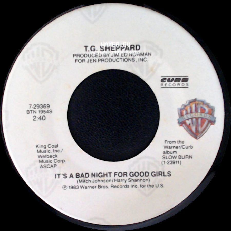 T.G. Sheppard - Somewhere Down The Line / It's A Bad Night For Good Girls side B