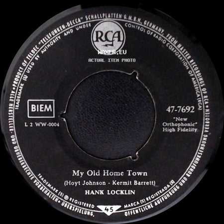 Hank Locklin - Please Help Me, I'm Falling / My Old Home Town side B
