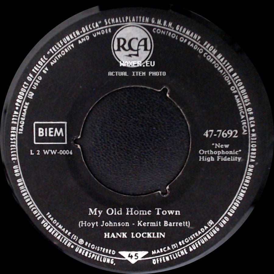 Hank Locklin - Please Help Me, I'm Falling / My Old Home Town side B