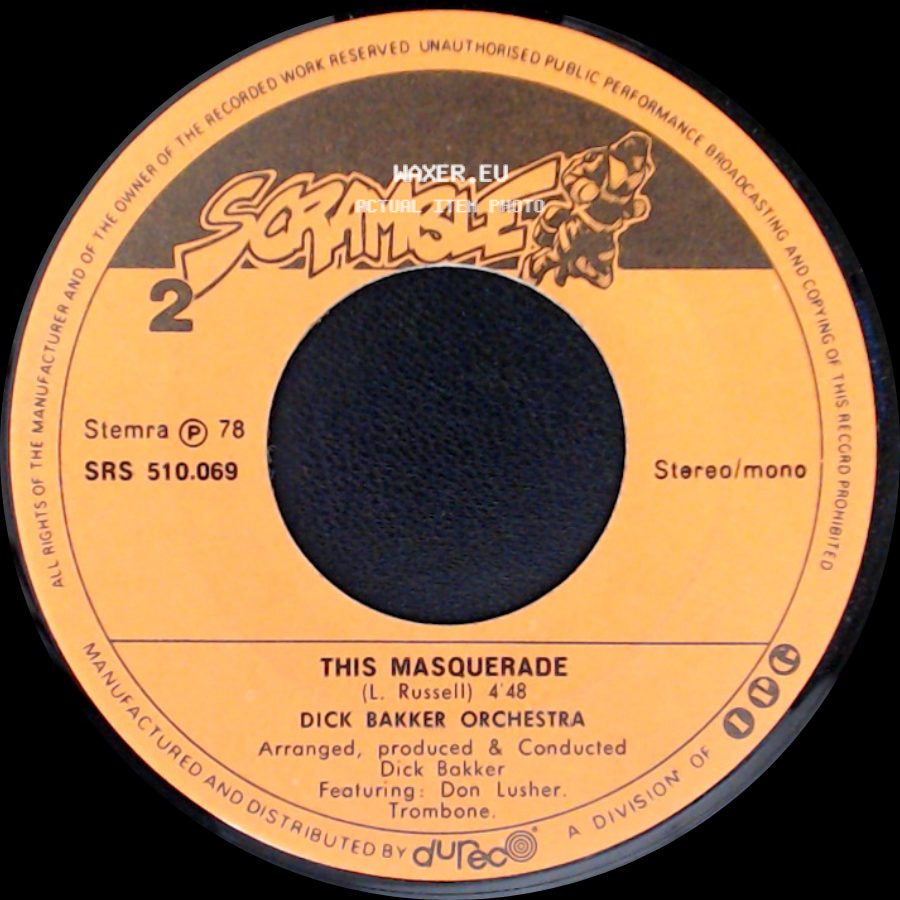 Dick Bakker Orchestra - Soft Disco Sound / This Masquerade side B