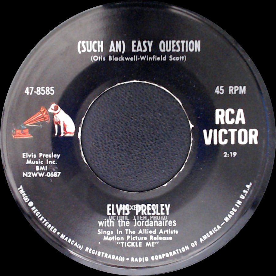 Elvis Presley With The Jordanaires / Elvis Presley - It Feels So Right / (Such An) Easy Question side B