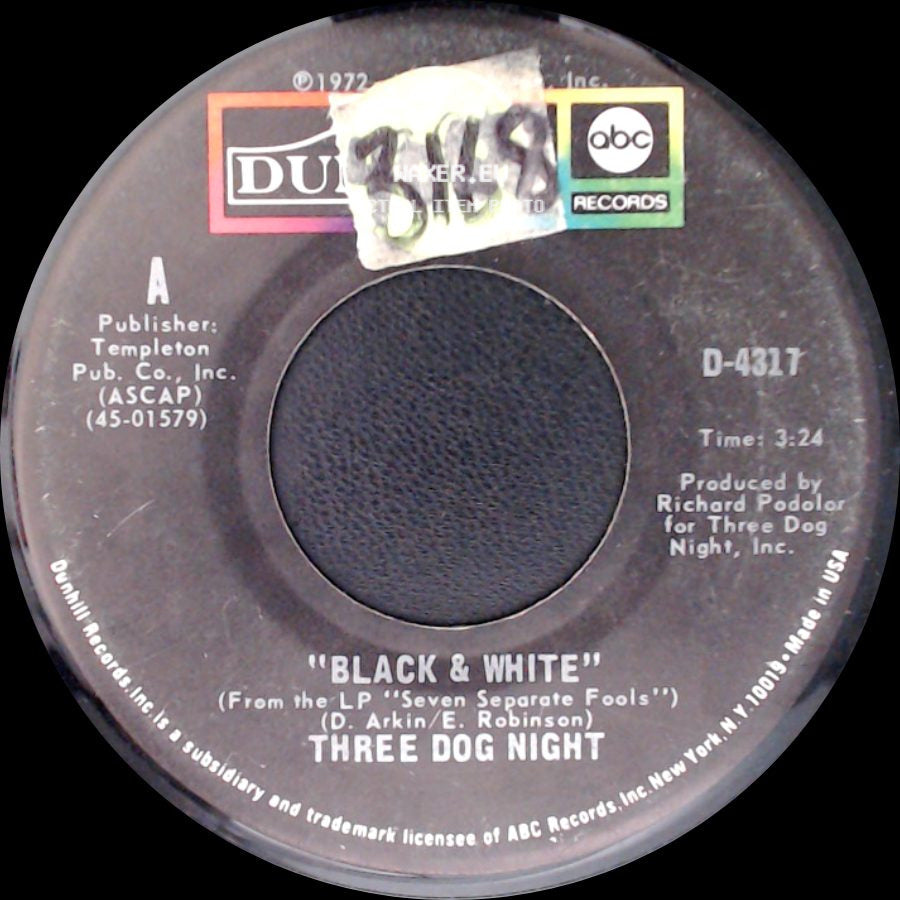 Three Dog Night - Black & White / Freedom For The Stallion side A