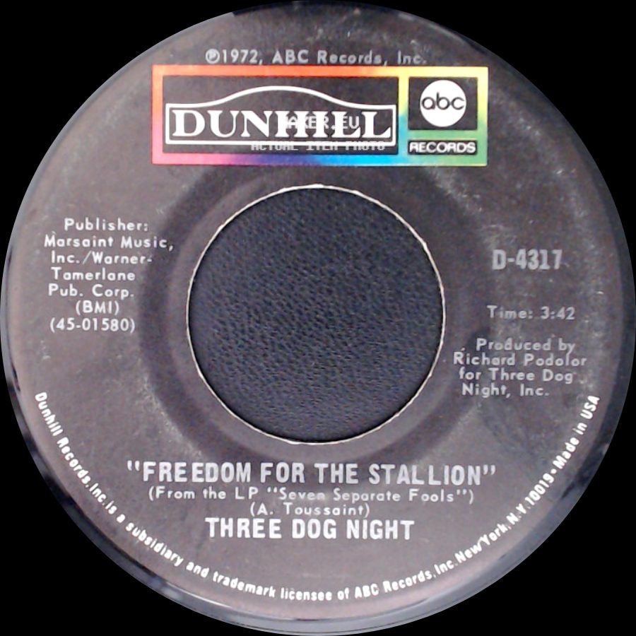 Three Dog Night - Black & White / Freedom For The Stallion side B