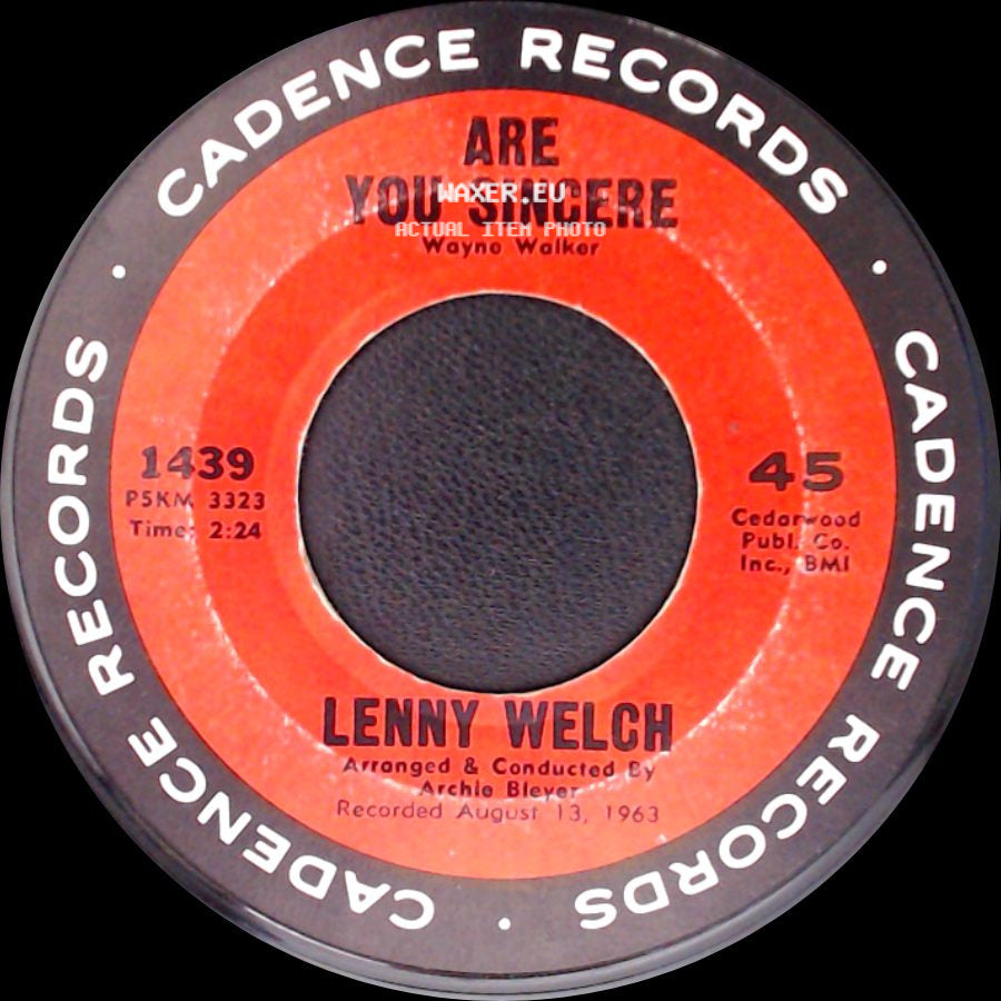 Lenny Welch - Are You Sincere / Since I Fell For You side A