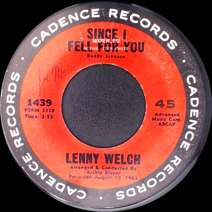 Lenny Welch - Are You Sincere / Since I Fell For You side B
