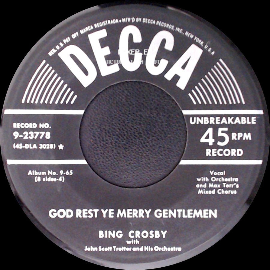 Bing Crosby / Bing Crosby With John Scott Trotter And His Orchestra - White Christmas / God Rest Ye Merry Gentlemen side B