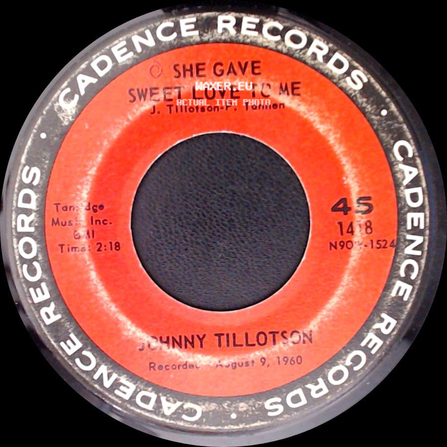 Johnny Tillotson - It Keeps Right On A-Hurtin' / She Gave Sweet Love To Me side B