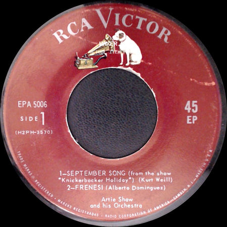 Artie Shaw And His Orchestra - 1-September Song / 2-Frenesi / Carioca / Special Delivery Stomp side A
