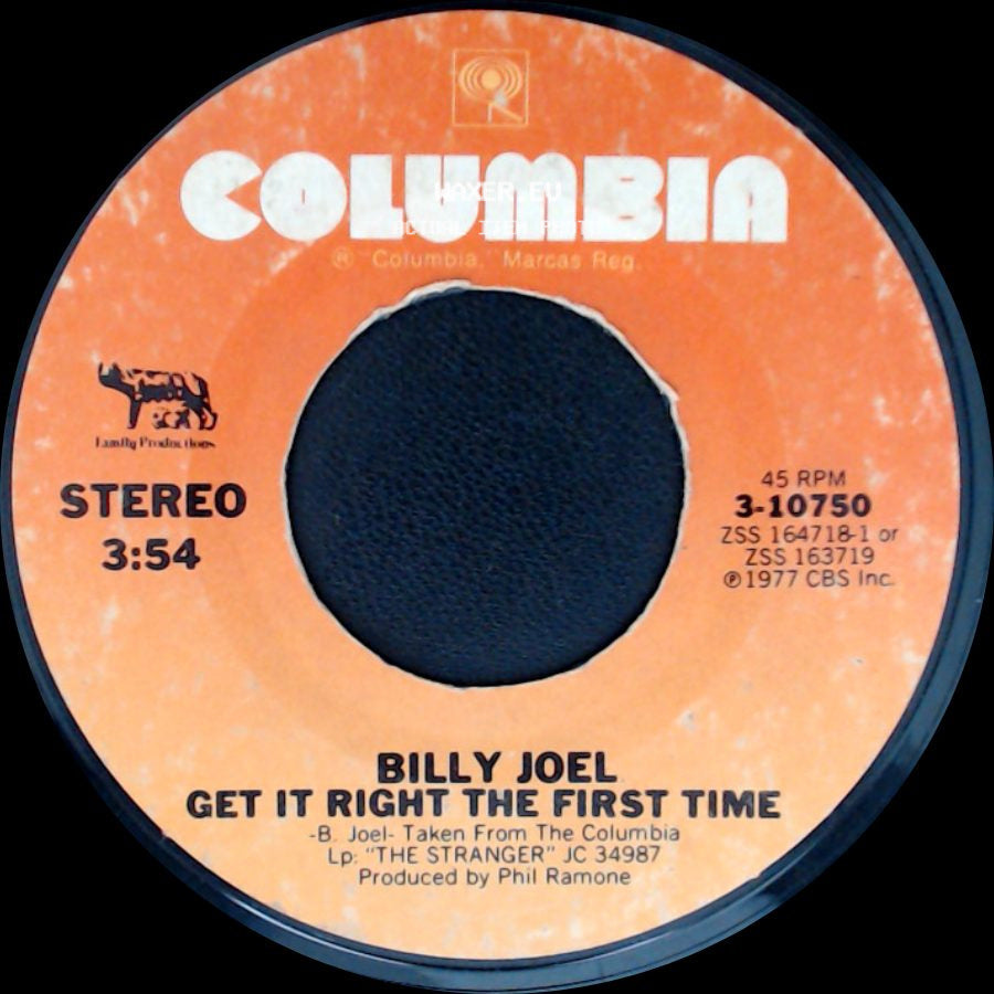 Billy Joel - Only The Good Die Young / Get It Right The First Time side B