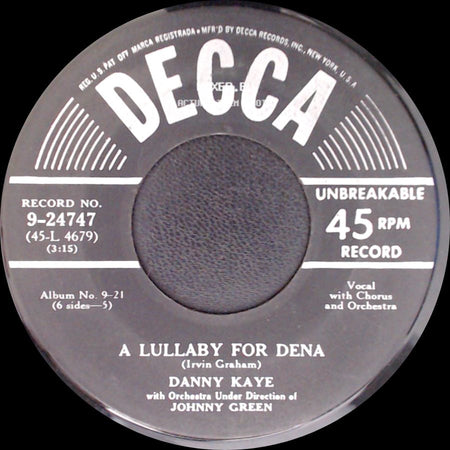Danny Kaye - A Lullaby For Dena / The Moon Is Your Pillow side A