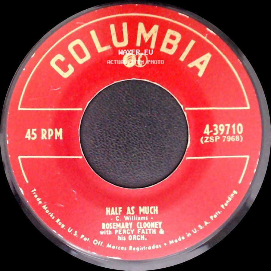 Rosemary Clooney With Percy Faith & His Orch. - Poor Whip - Poor-Will (Move Over, Move Over) / Half As Much side B