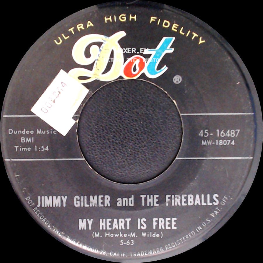 Jimmy Gilmer And The Fireballs - Sugar Shack / My Heart Is Free side B